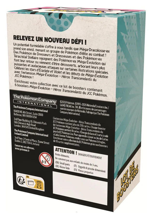 Lot 6 boosters Méga-Évolution ME2.5 Héros Transcendants FR – Pokémon