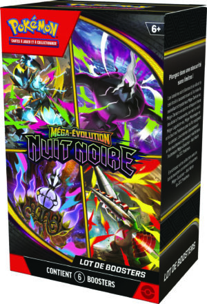 Lot de 6 boosters ME05 Pokémon Méga-Évolution Nuit Noire FR